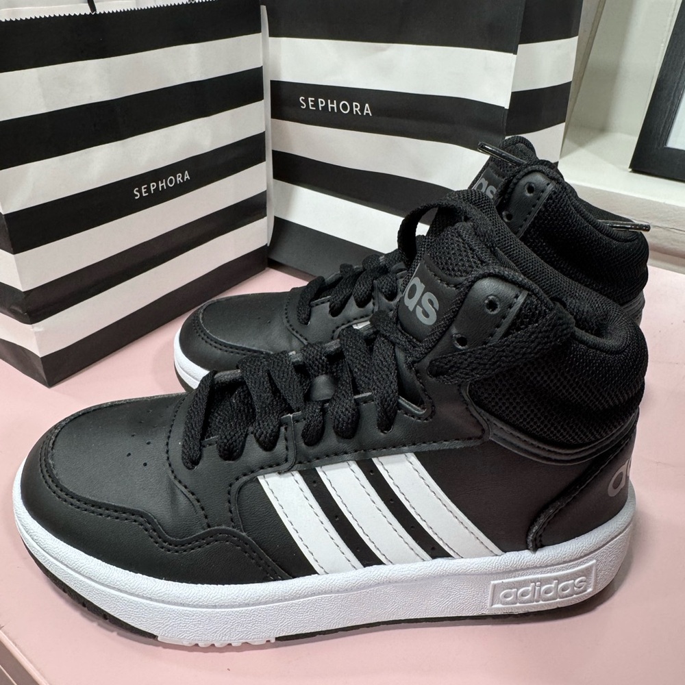 Adidas Men's High-Top Black and White Sneakers